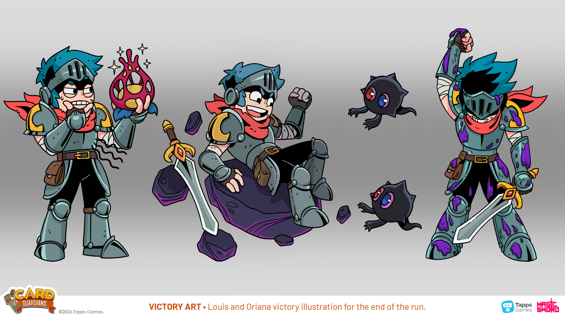 Victory illustration marking the end of a run in Card Guardians, by Magic Sword Studio for Tapps Games (4 of 5)